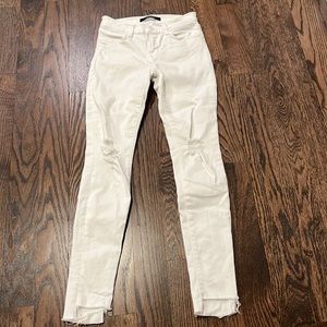 J BRAND Super Skinny Low Rise White Distressed Jeans SZ 25